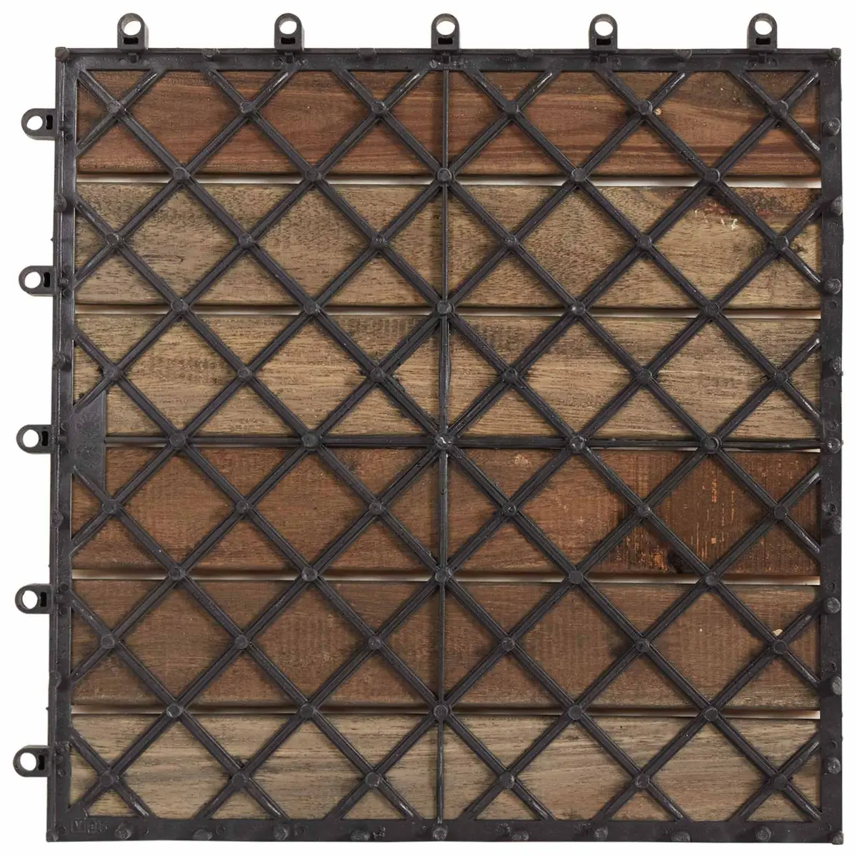 Decking Tile Interlocking Square Outdoor Patio 30x30 cm Grey Acacia Wood 30 Piece