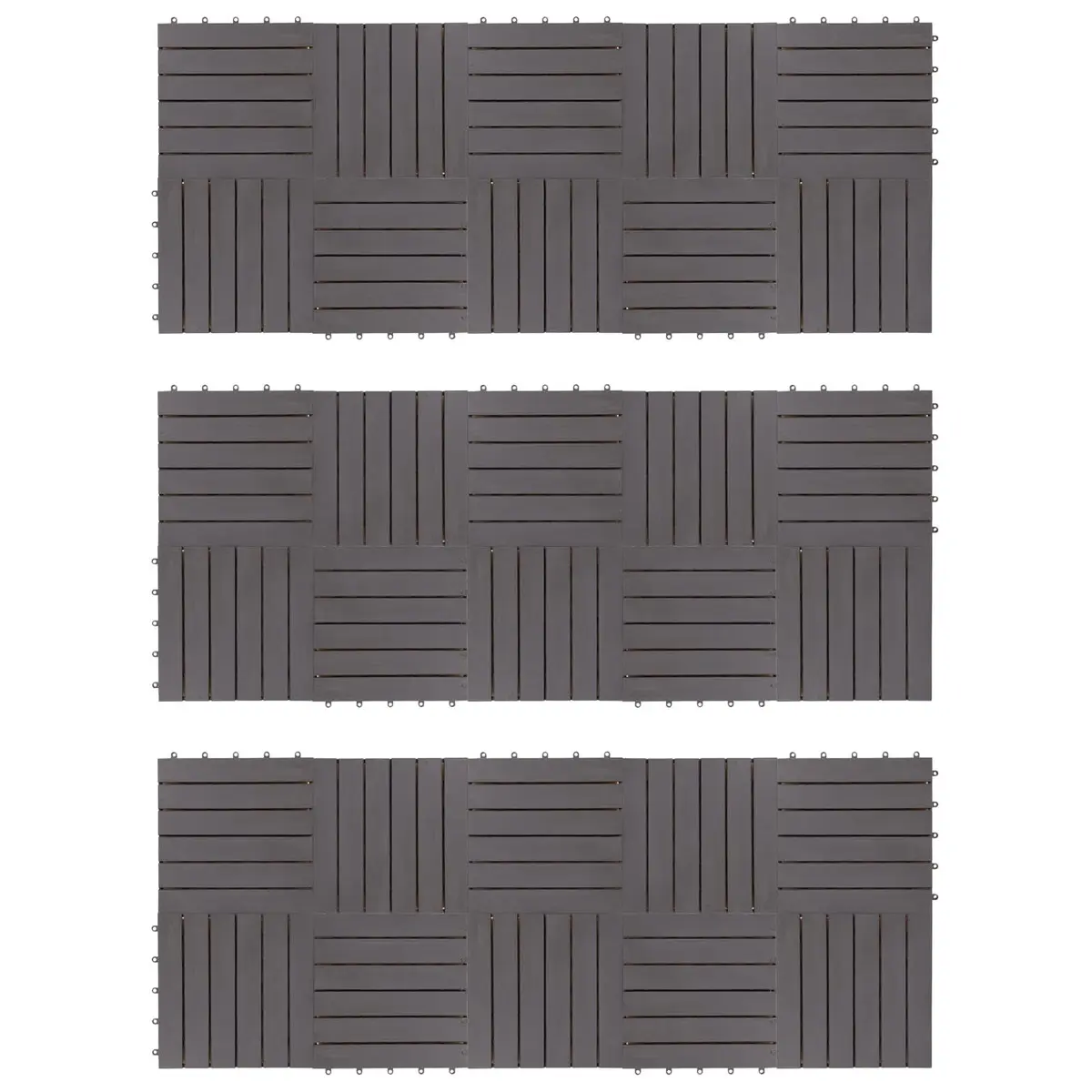 Decking Tile Interlocking Square Outdoor Patio 30x30 cm Grey Acacia Wood 30 Piece