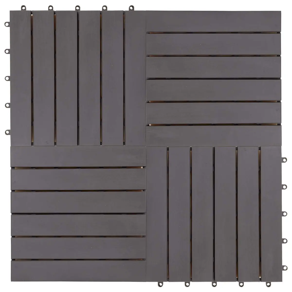 Decking Tile Interlocking Square Outdoor Patio 30x30 cm Grey Acacia Wood 30 Piece
