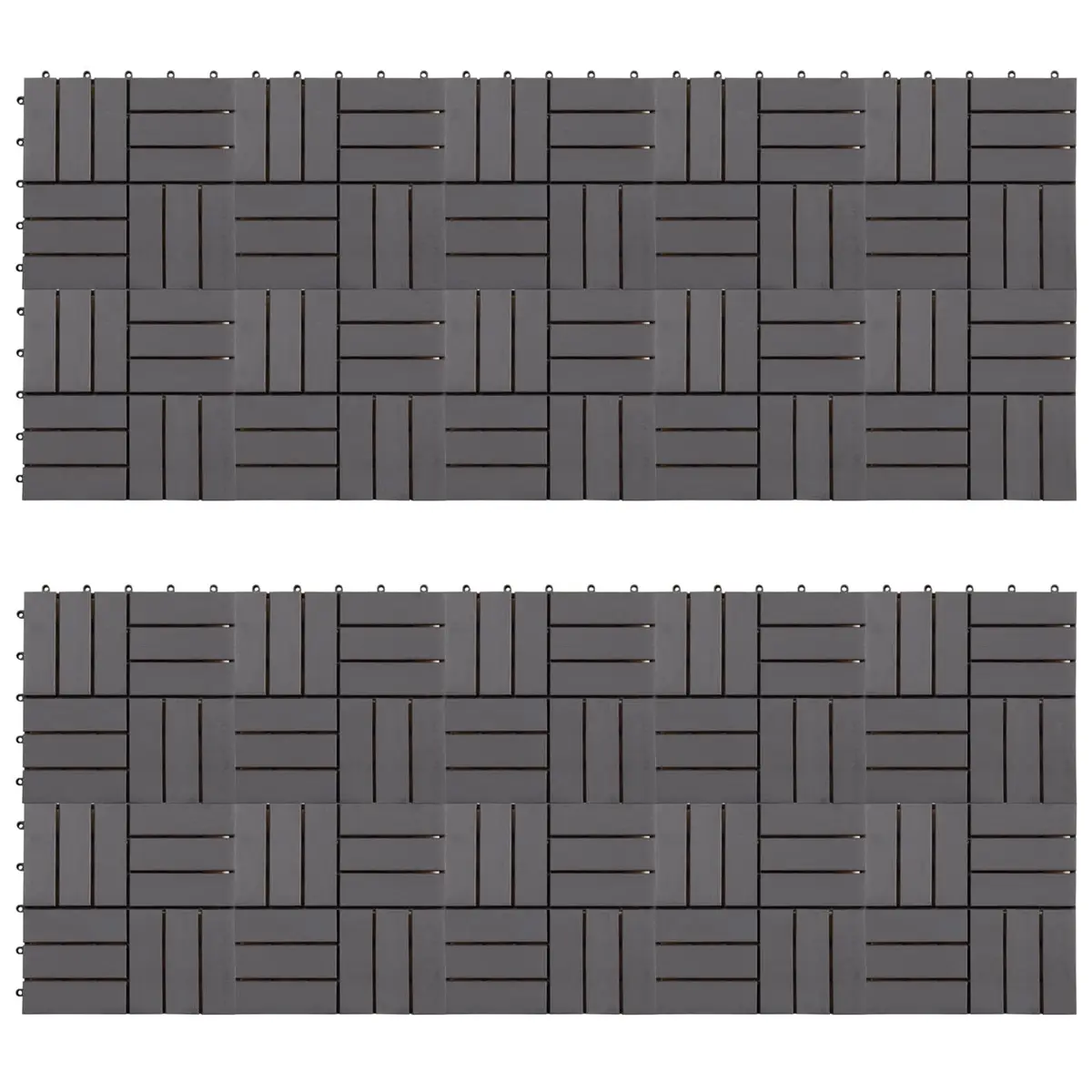 Decking Tile Interlocking 30 x 30 cm Grey Acacia Hardwood 20 Piece