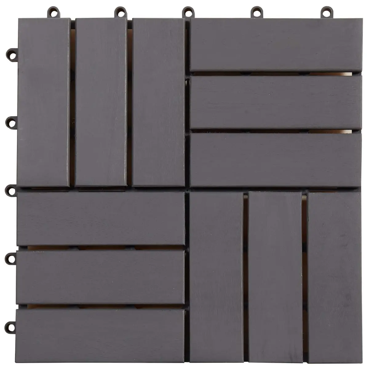 Decking Tile Interlocking 30 x 30 cm Grey Acacia Hardwood 20 Piece