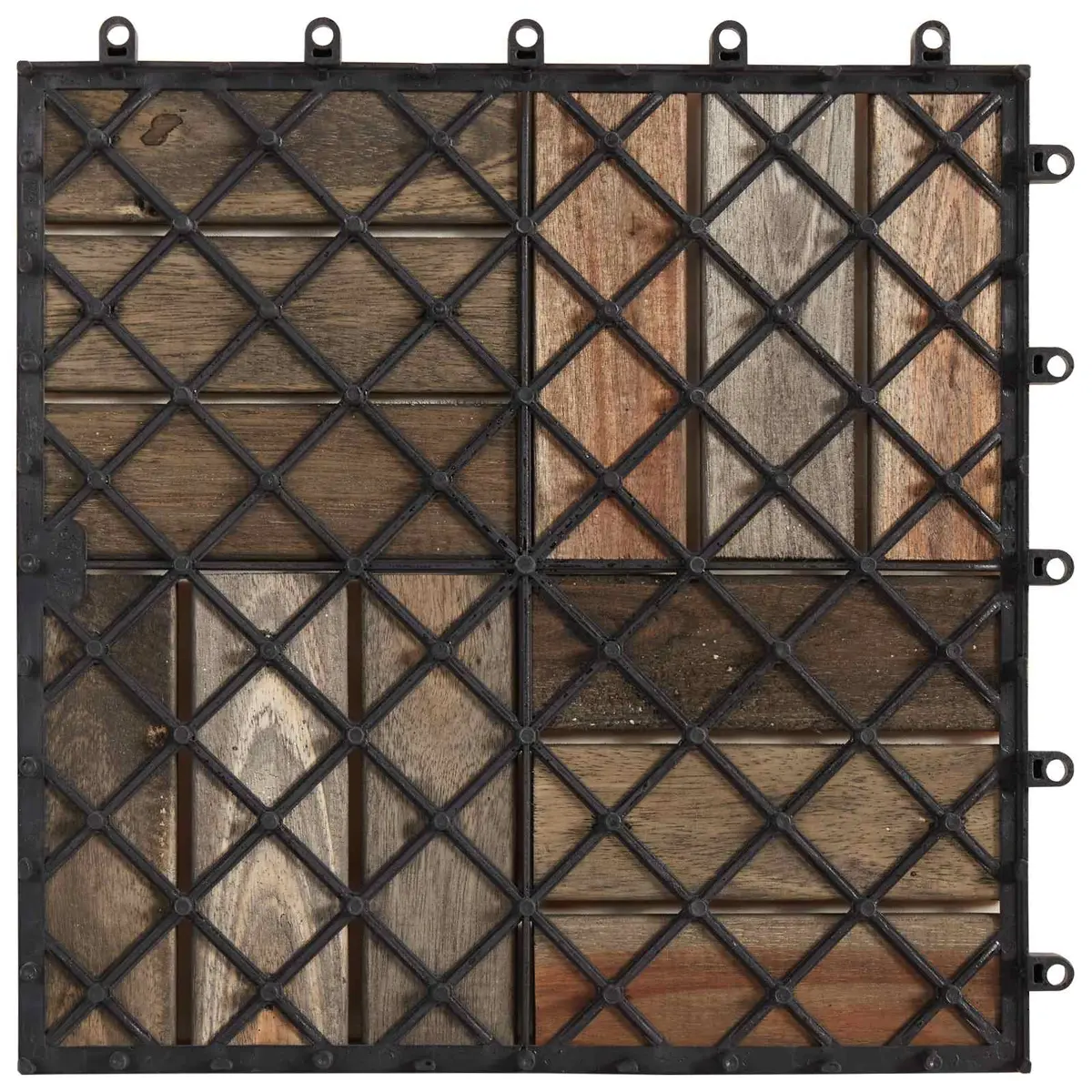 Decking Tiles Interlocking Outdoor Patio 30x30cm Grey Acacia Hardwood 30 Piece