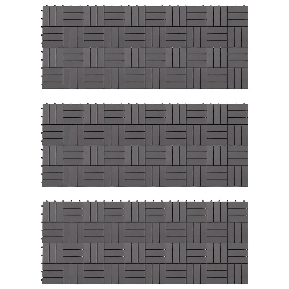 Decking Tiles Interlocking Outdoor Patio 30x30cm Grey Acacia Hardwood 30 Piece