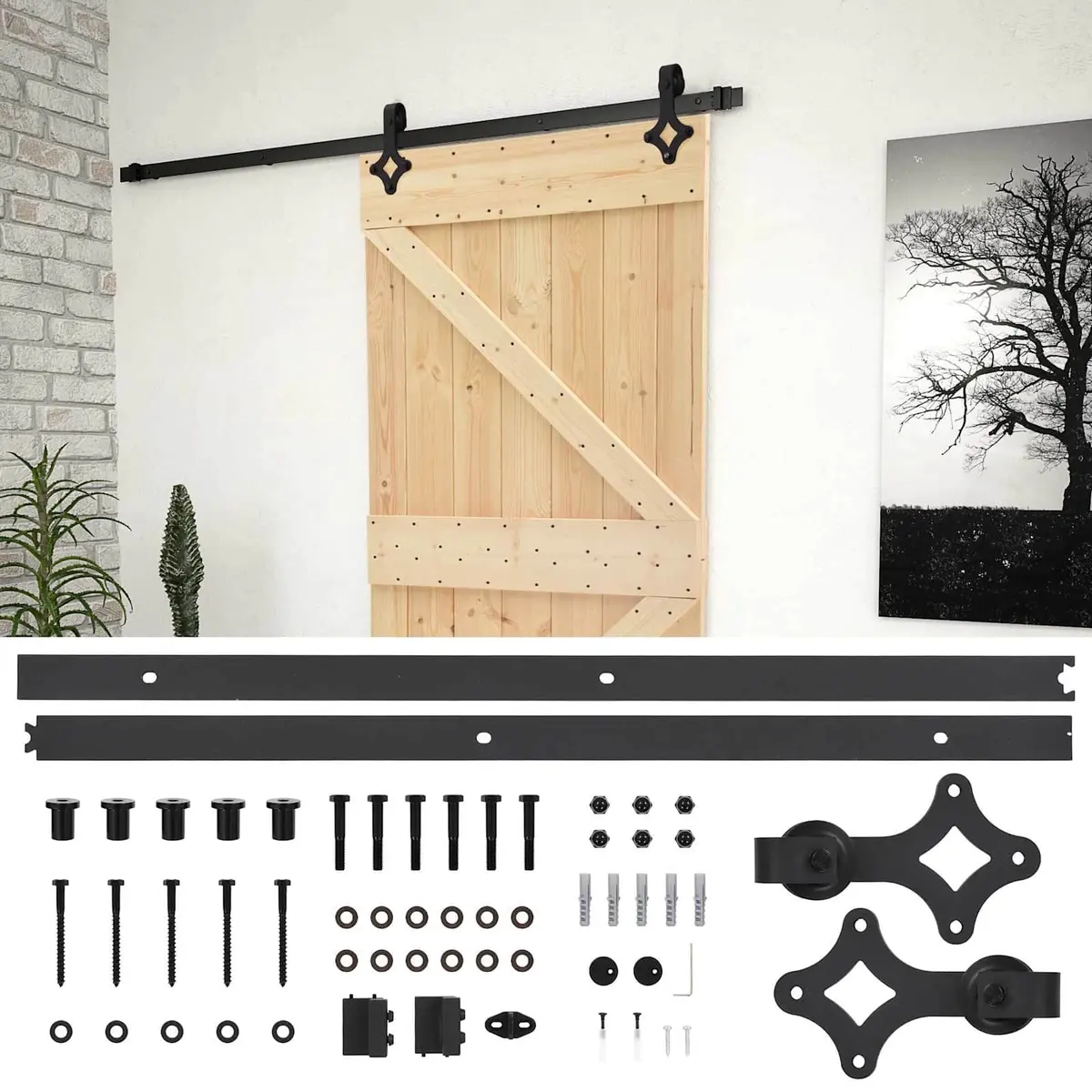 Sliding Door Room Divider Solid Pine Wood Natural Finish 80x210cm