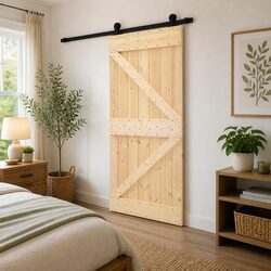 Durable Sliding Door - Solid Pine Wood 80 x 210 cm