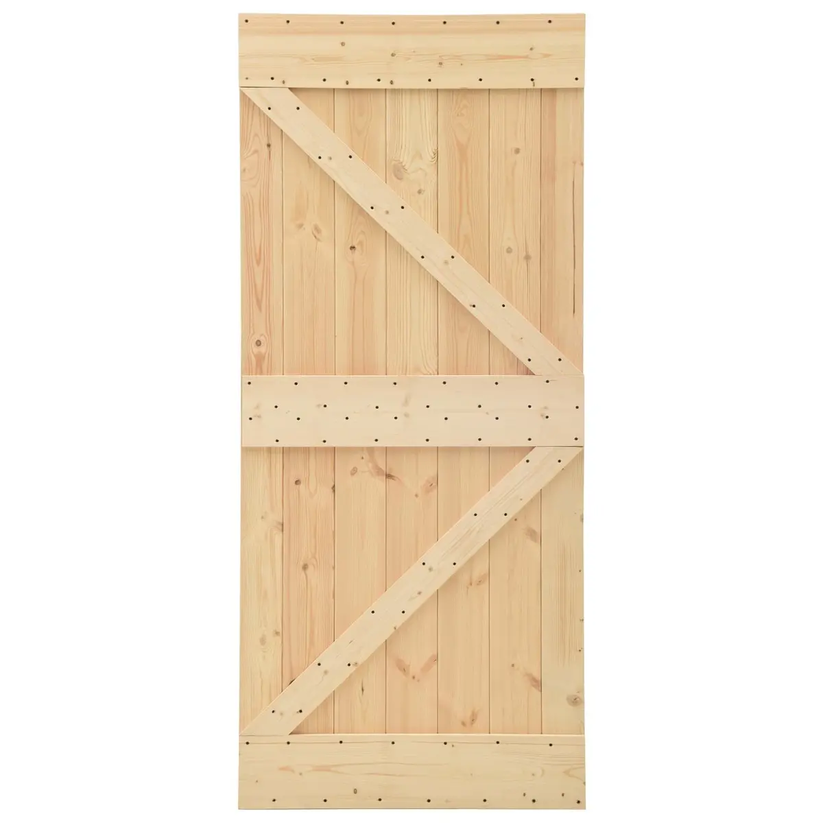 Sliding Door Solid Pine Wood Natural Brown Black 80 x 210 cm Modern Room Divider