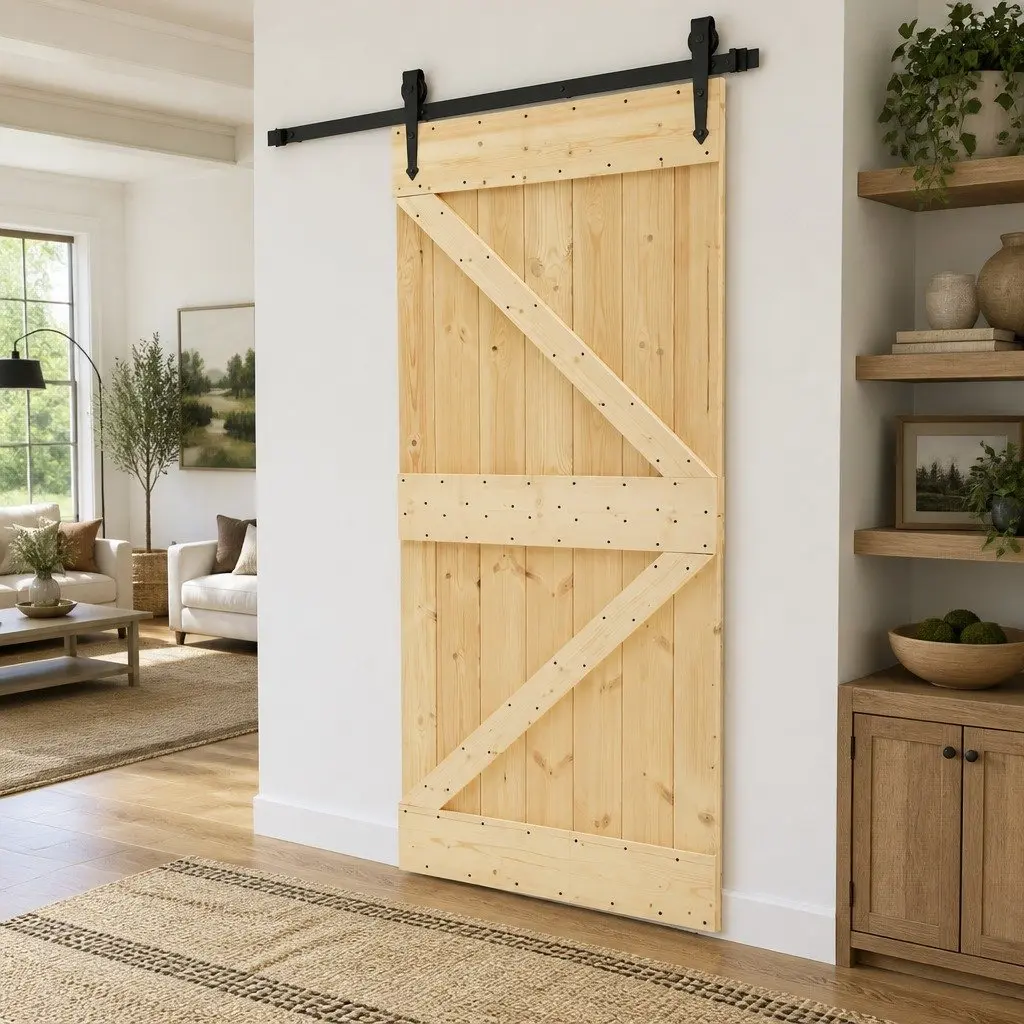 Sliding Door 90 x 210 cm in Solid Pine Wood