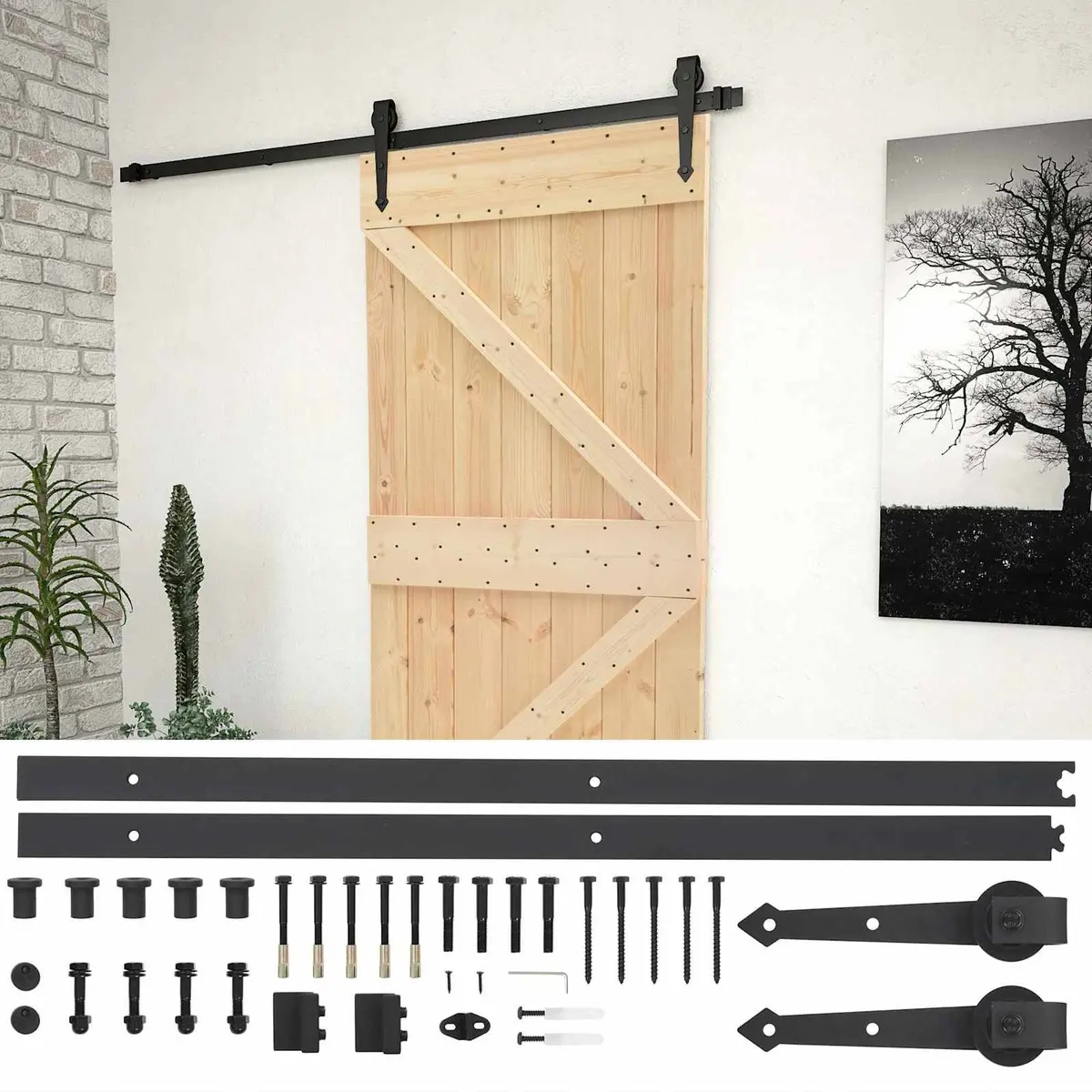 Sliding Door Room Divider 90 x 210 cm Solid Pine Wood Brown