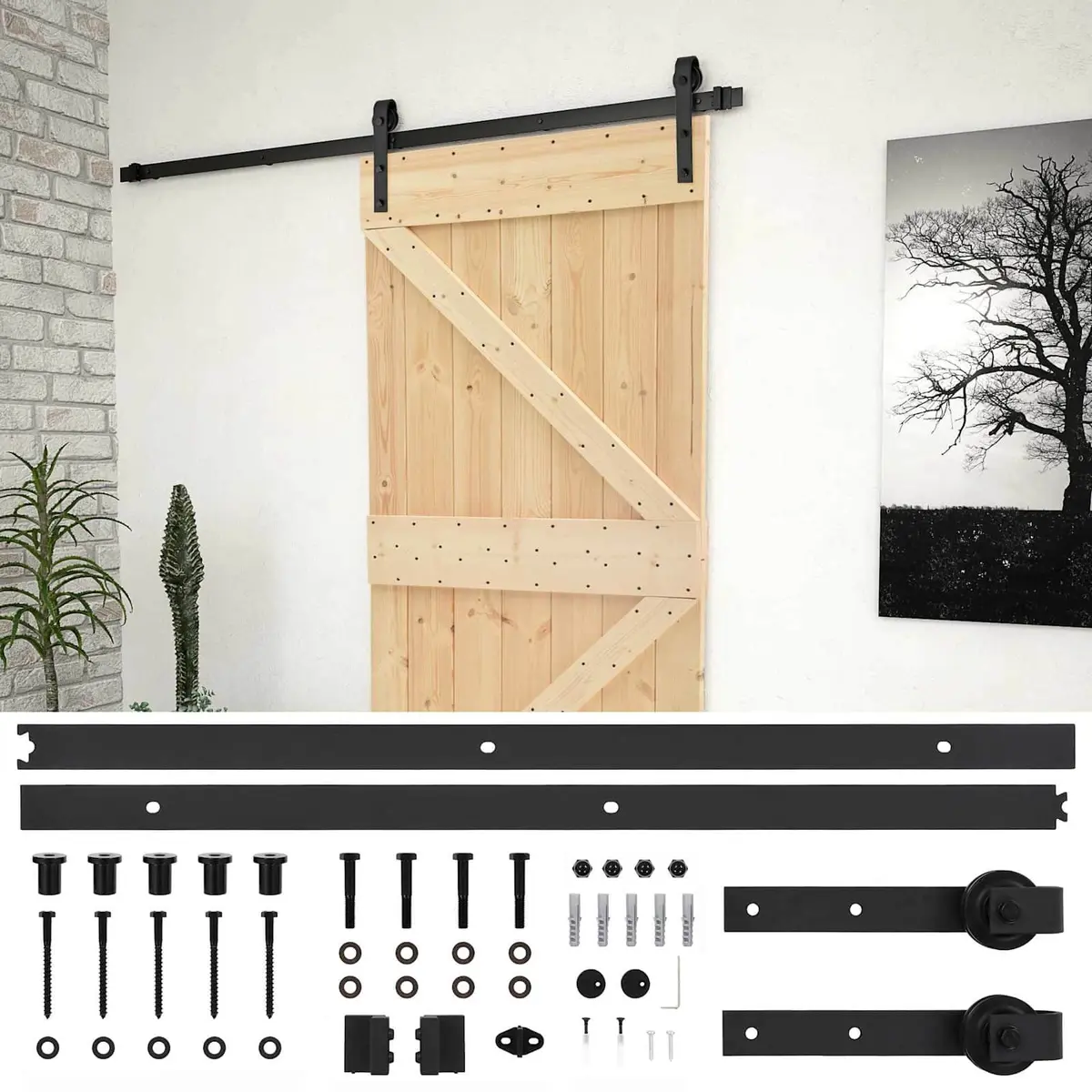 Sliding Door Solid Pine Wood Natural 90 x 210 cm Modern Space-Saving