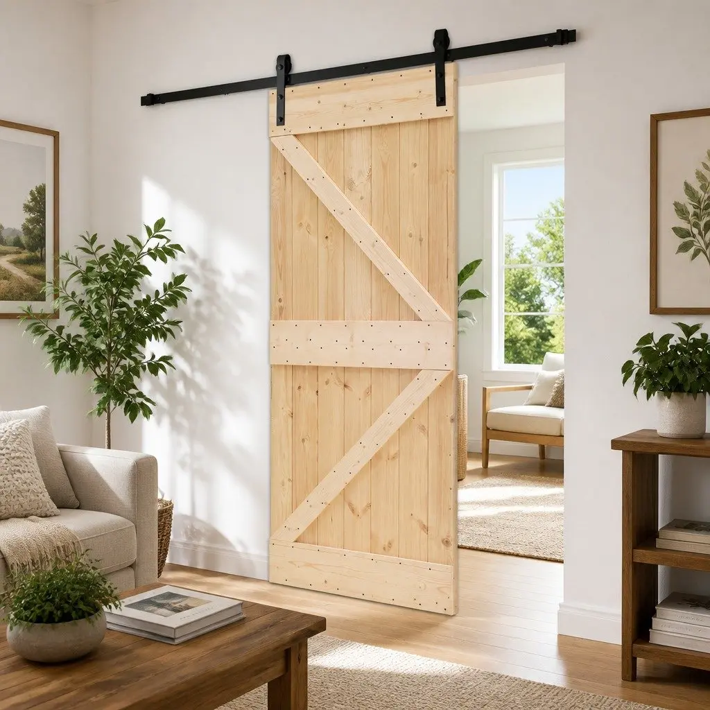 Sliding Door 90 x 210 cm, Solid Pine Wood