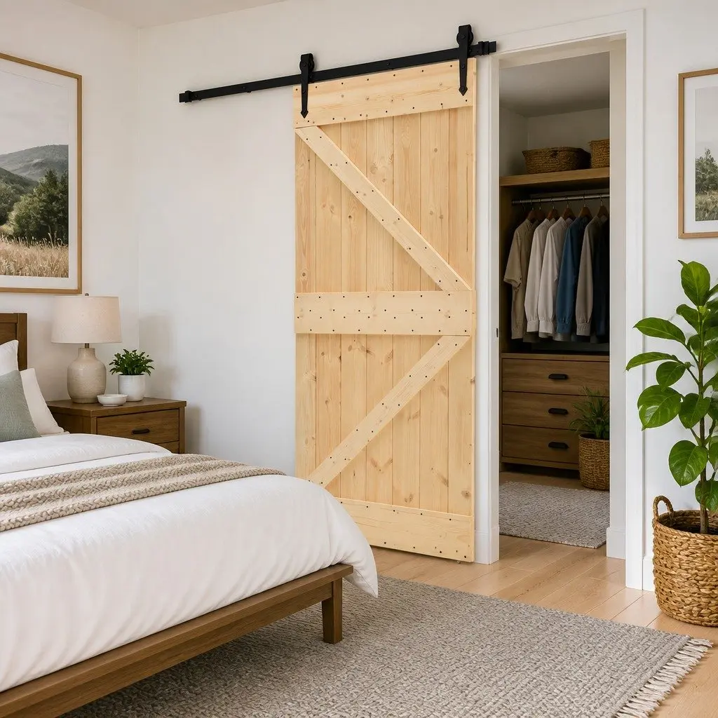 Solid Pine Wood Sliding Door for Interiors 100 x 210 cm