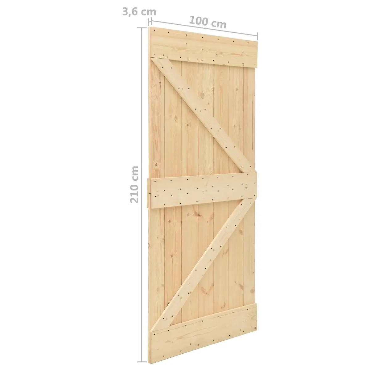 Sliding Door Solid Pine Wood 100 x 210 cm Natural Black Modern Space-Saving