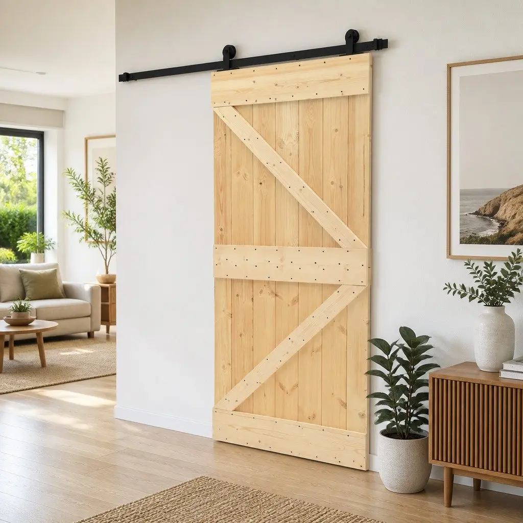 Solid Pine Sliding Door for Compact Spaces