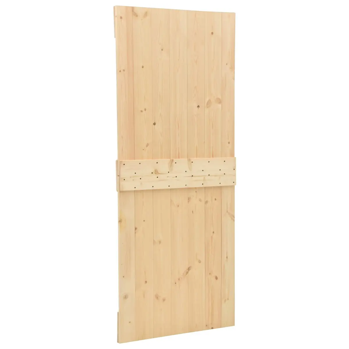 Sliding Door Solid Pine Wood Space Saving 100 x 210 cm Brown