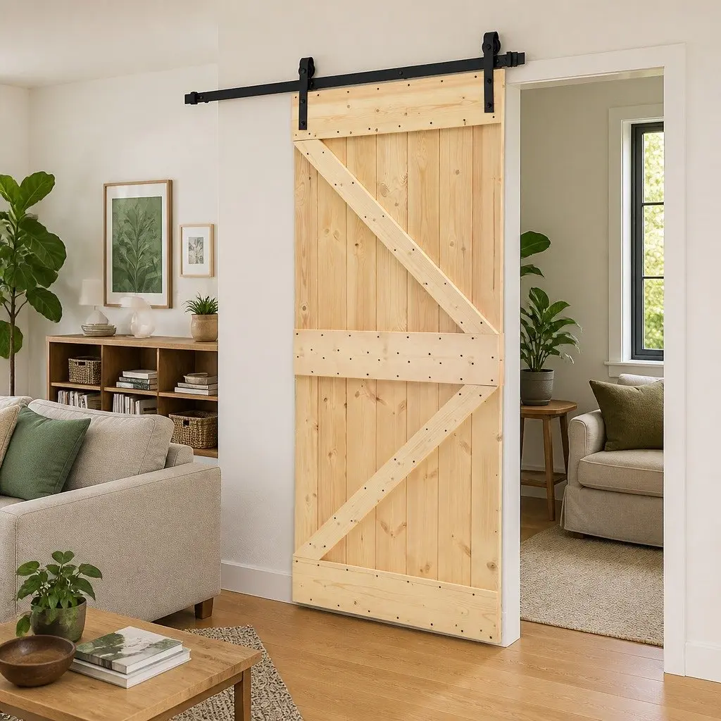 Solid Pine Sliding Door 100 x 210 cm for Comfort