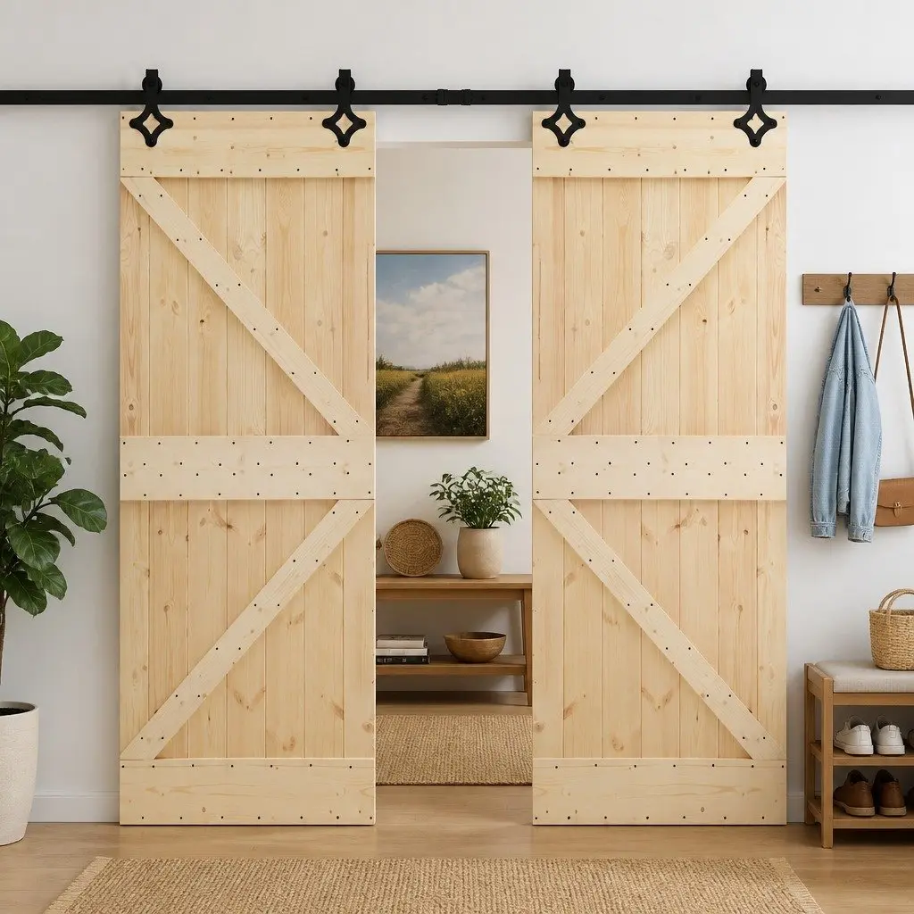 Solid Pine Wood Sliding Doors, 80 x 210 cm