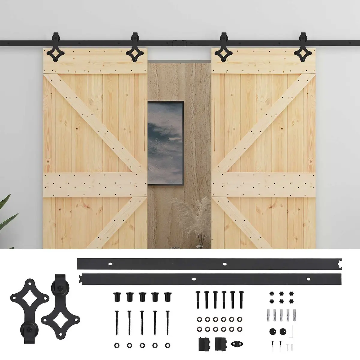 Sliding Door Set 2 pcs 80 x 210 cm Solid Pine Wood Brown Modern Interior Room