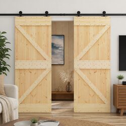 Practical 2 Pcs Solid Pine Sliding Doors for Your Home