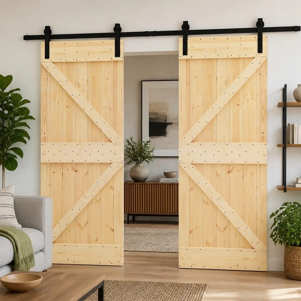 Sliding Door Set in Solid Pine Wood