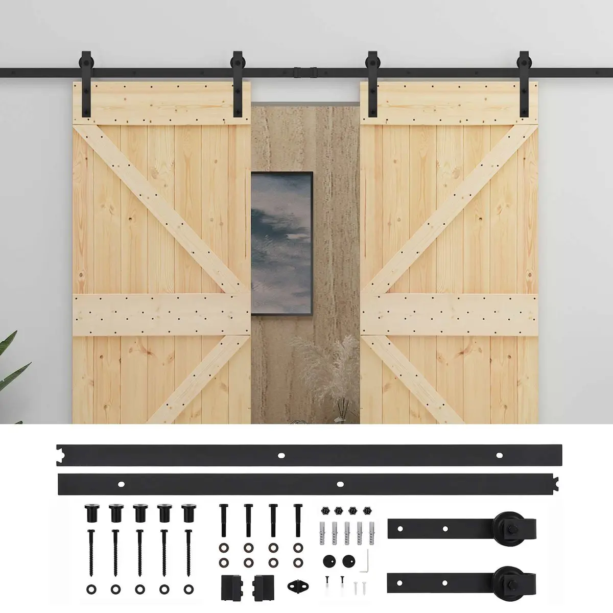 Sliding Door Room Divider 100 x 210 cm Solid Pine Wood Brown 2 pcs