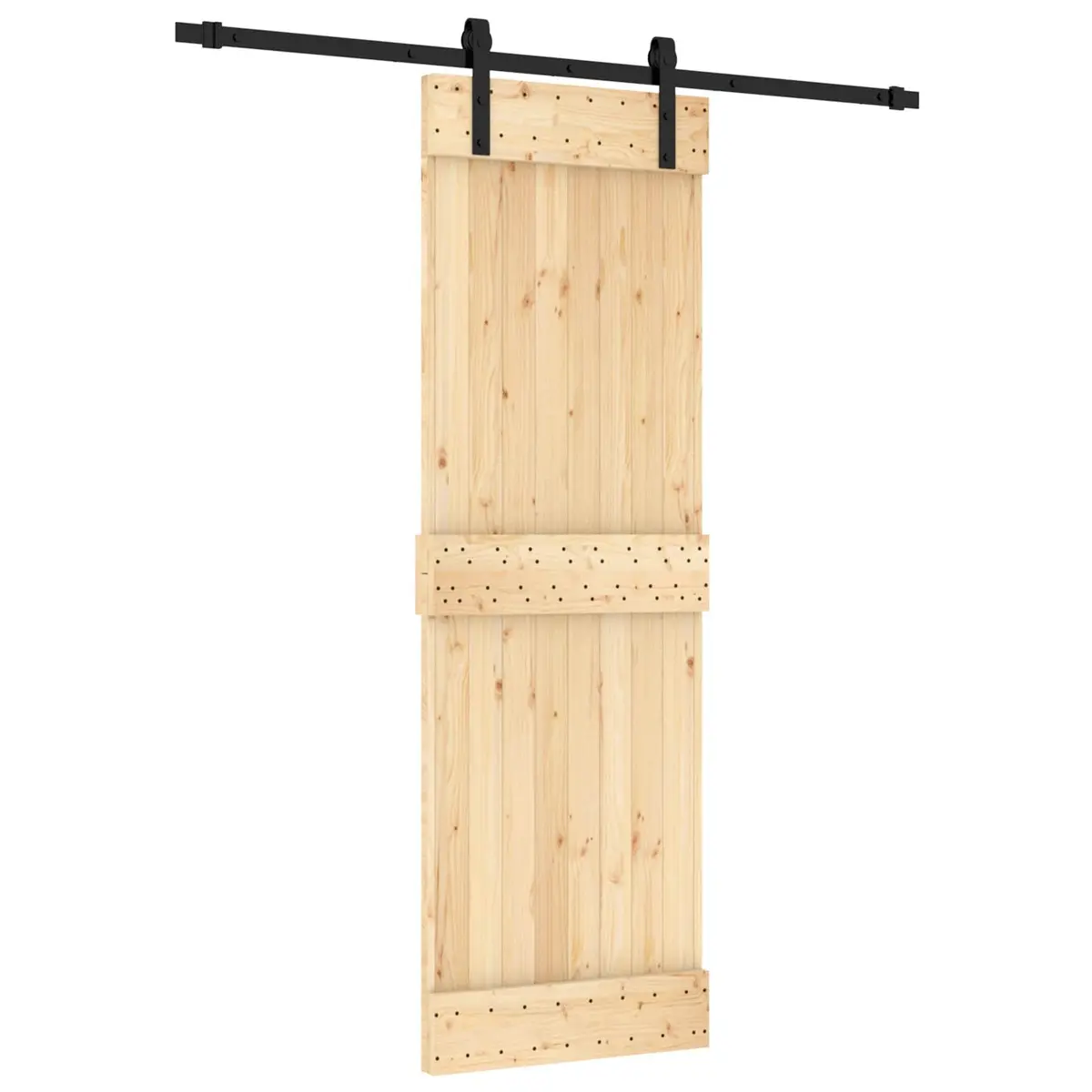 Sliding Door Solid Pine Wood Space-Saving 70x210cm Brown