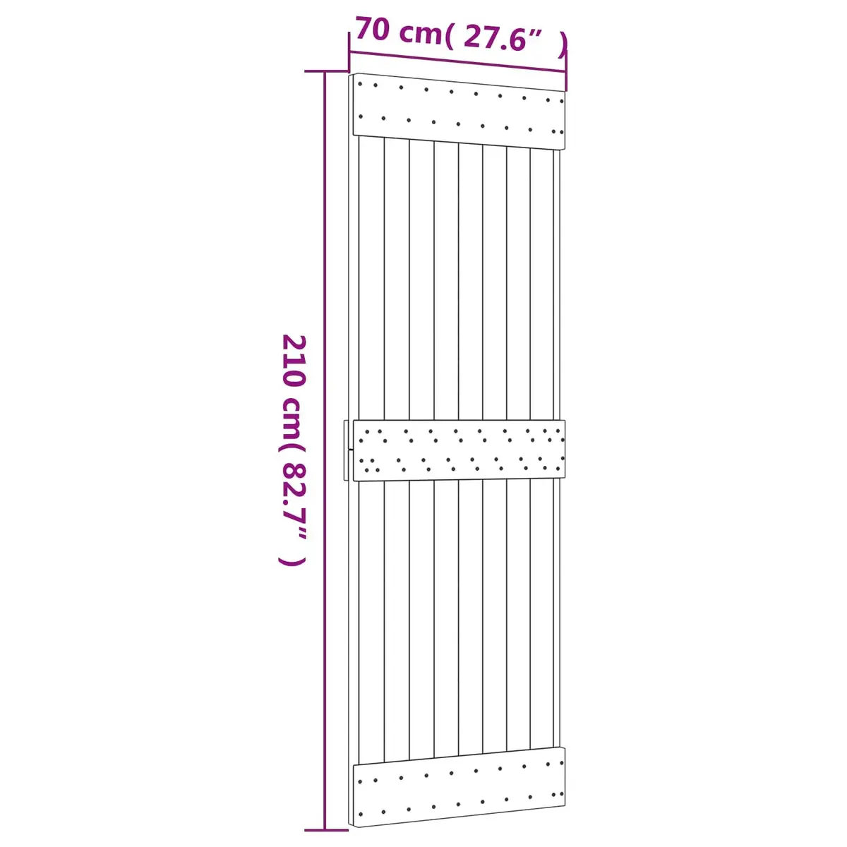 Sliding Door Solid Pine Wood Space-Saving 70x210cm Brown