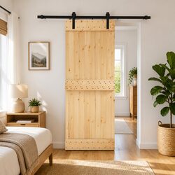 Reliable Sliding Door Made of Solid Pine Wood