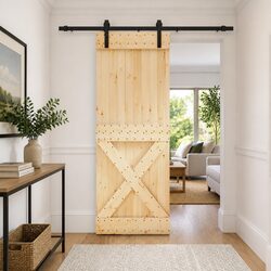Comforting and Functional 80 x 210 cm Pine Wood Sliding Door
