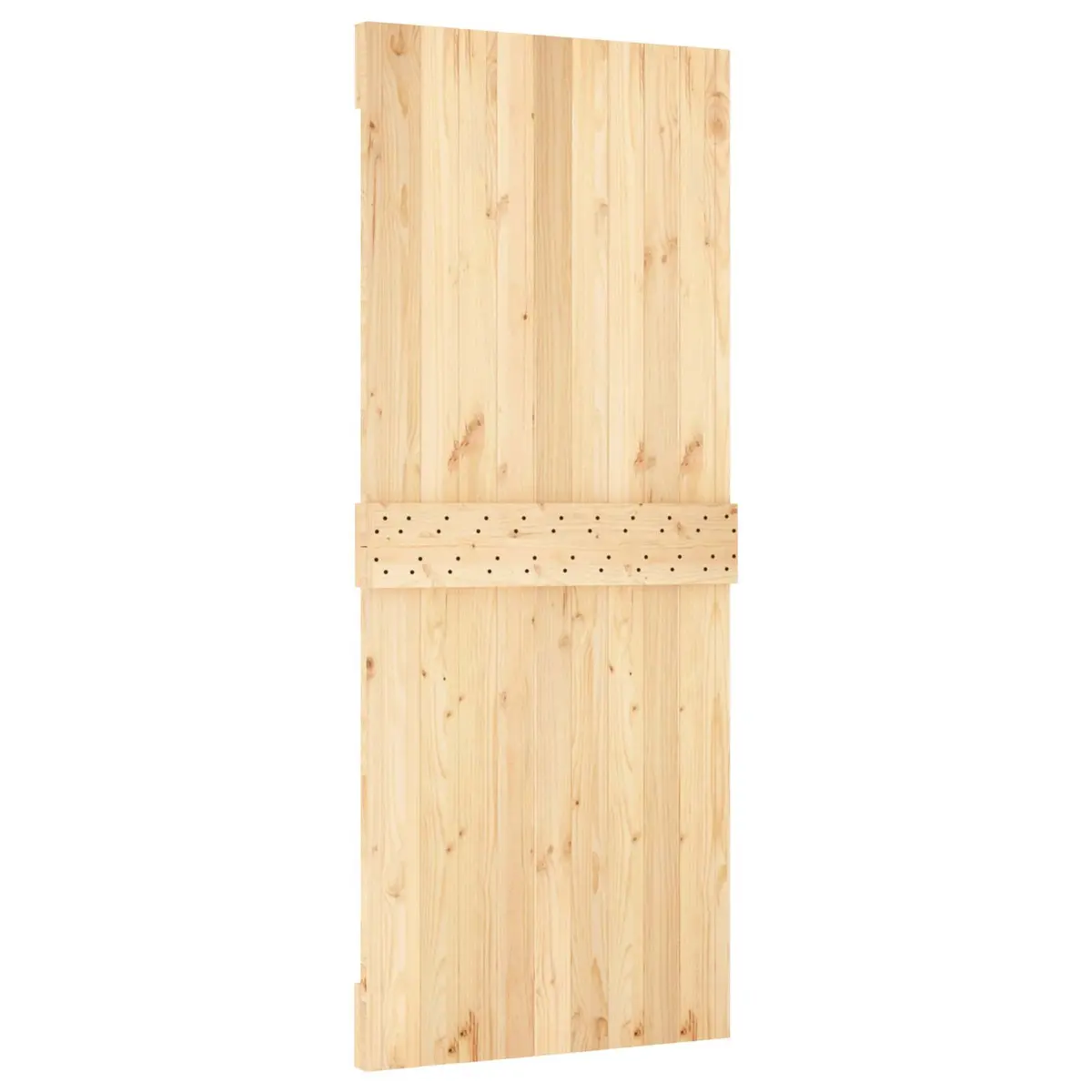 Sliding Door Solid Pine Wood Natural Black 85 x 210 cm Modern Space-Saving