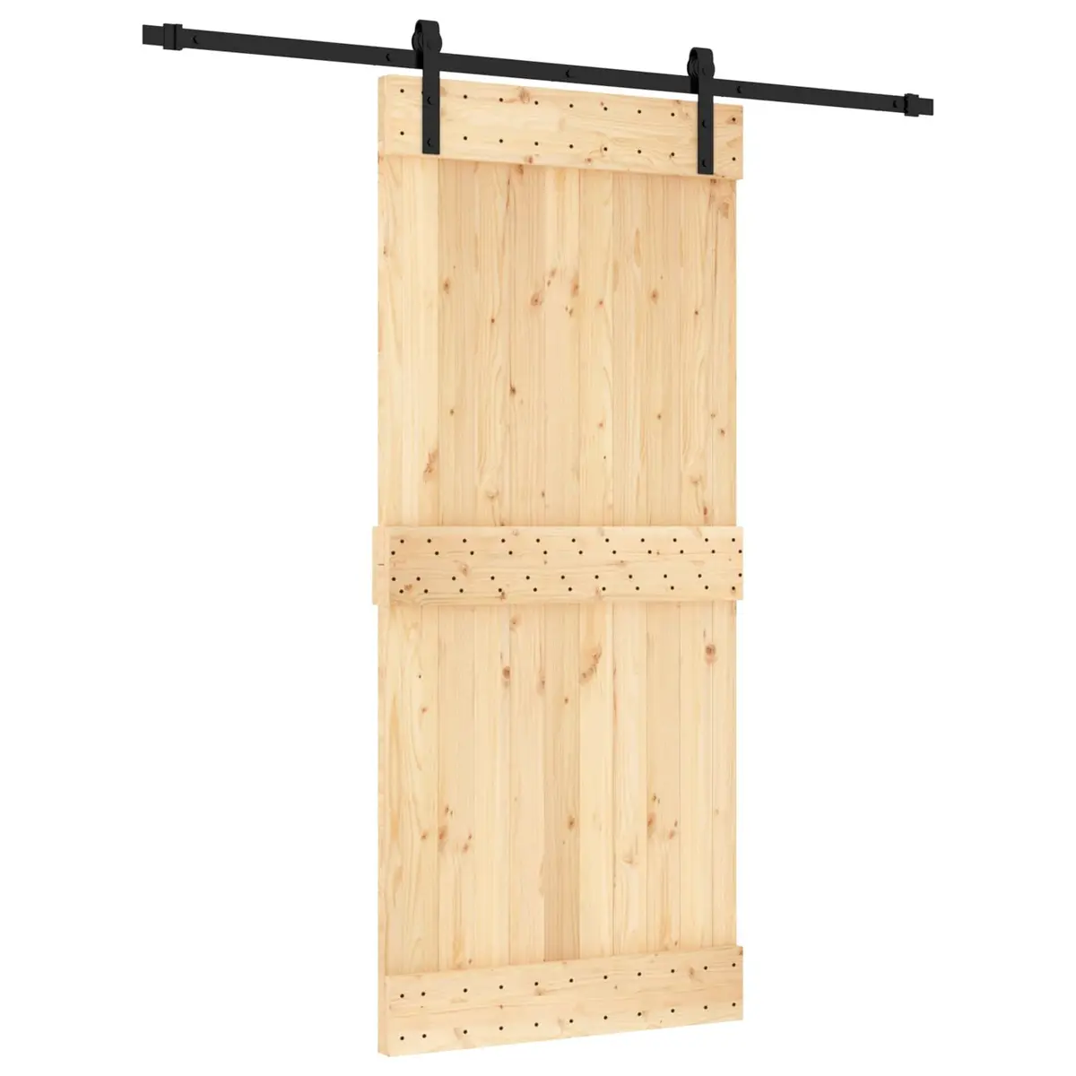 Sliding Door Natural Brown Pine Wood Modern Space-Saving Interior 90 x 210 cm