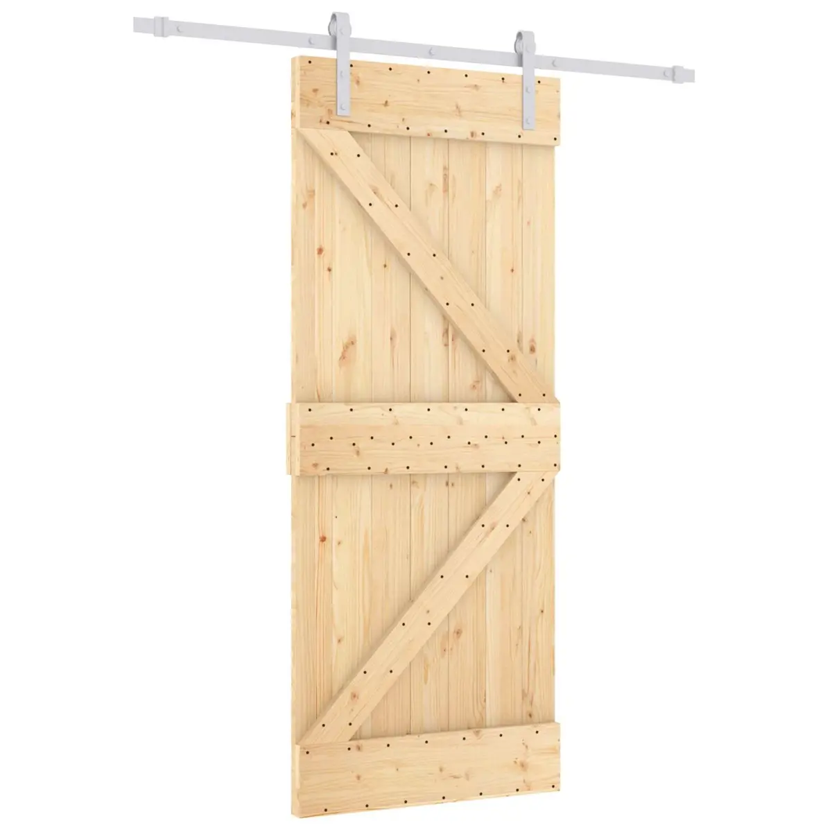 Sliding Door Natural White Solid Pine Wood 85 x 210 cm Modern Room Divider