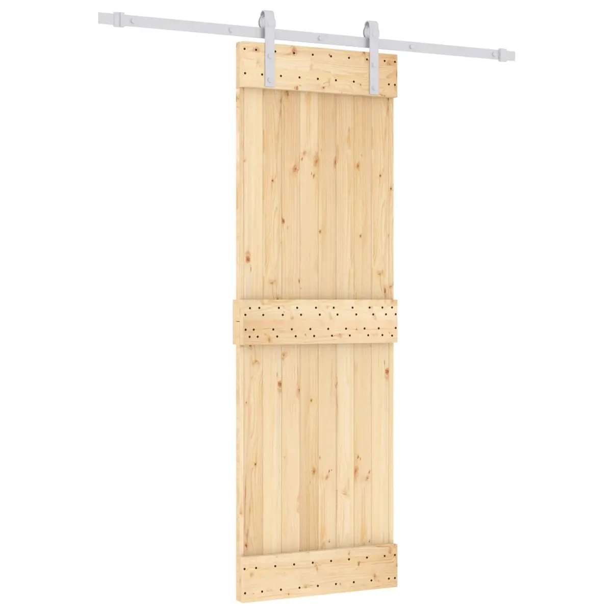 Sliding Door Room Divider Solid Pine Wood 70 x 210 cm Natural White