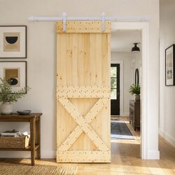 Sliding Door Solid Pine Wood Natural White 80 x 210 cm Modern Interior