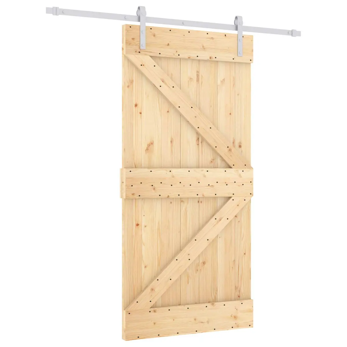 Sliding Door Natural White Solid Pine Wood Frame Modern Interior Space Saving 100 x 210 cm