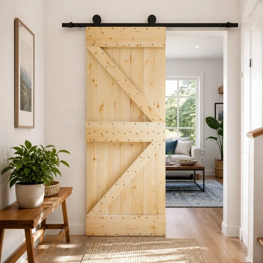 Sliding Door Solid Pine Wood Natural 70 x 210 cm