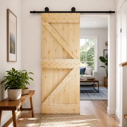Sliding Door Solid Pine Wood Natural Brown Modern Room Divider 70 x 210 cm