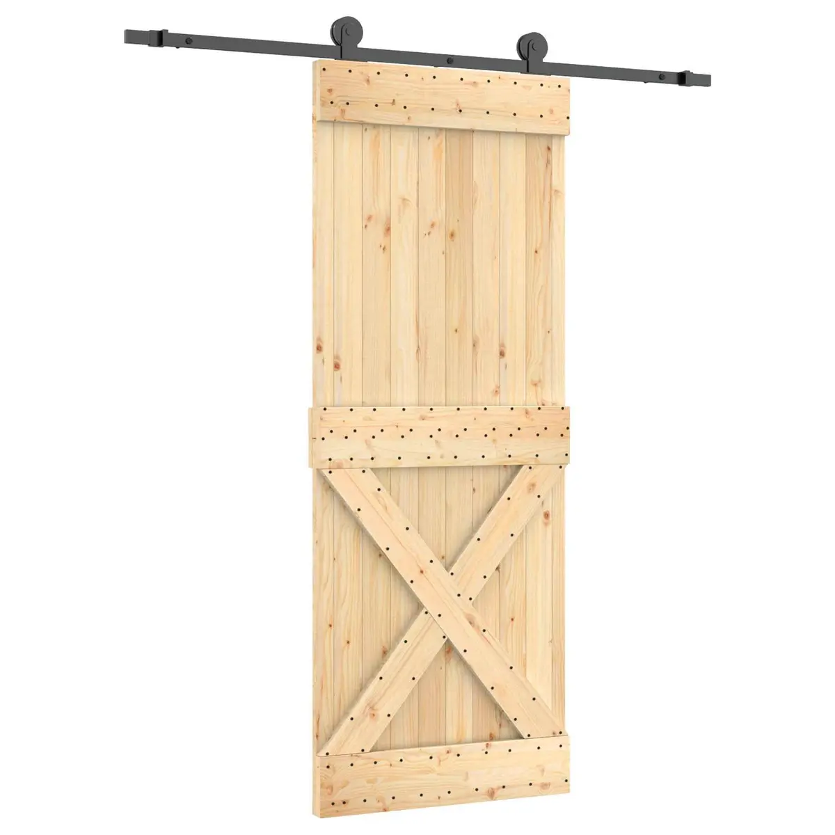Sliding Door Space-Saving 80 x 210 cm Natural Wood Brown