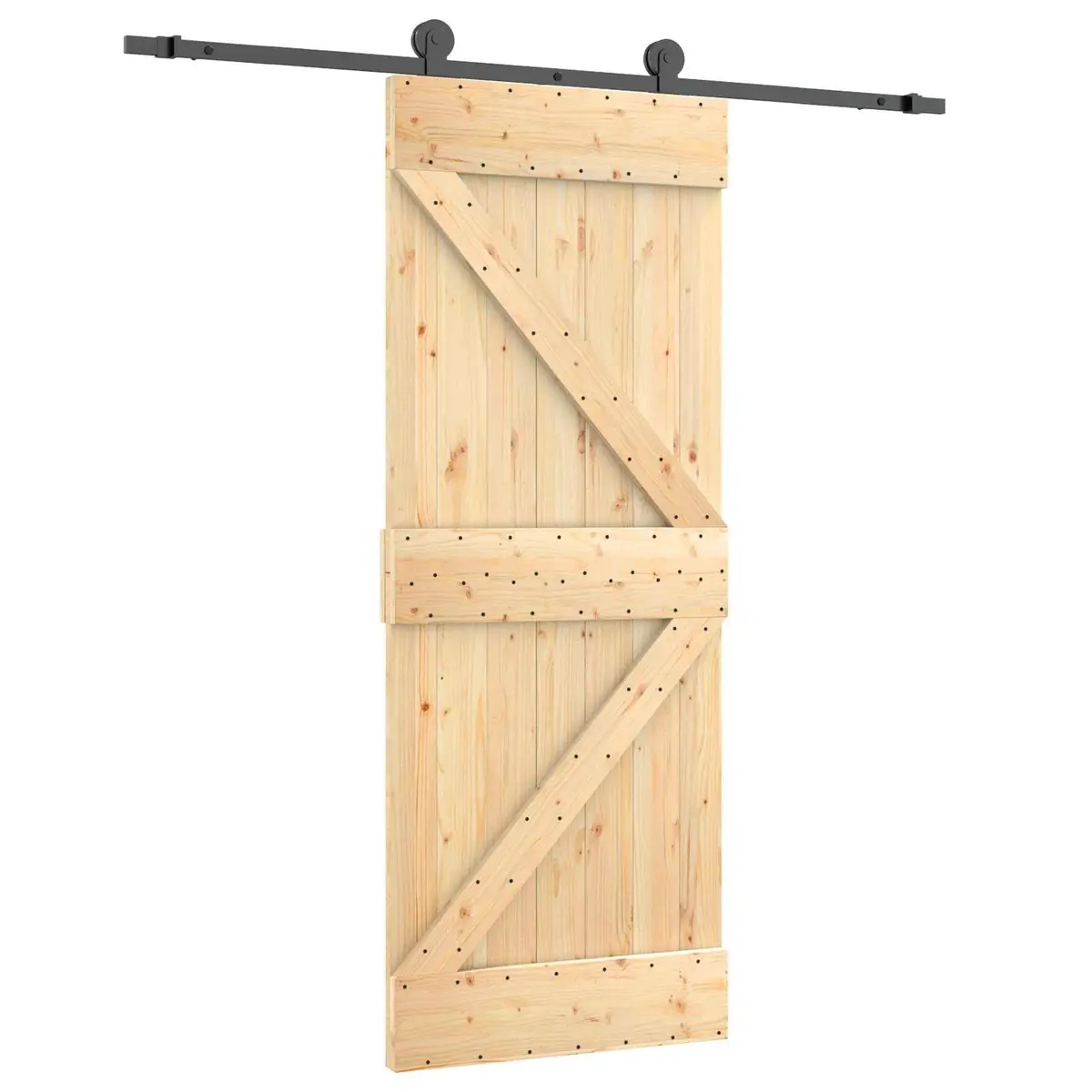 Sliding Door Natural Solid Pine Wood 70x210cm Space-Saving Room Divider Brown