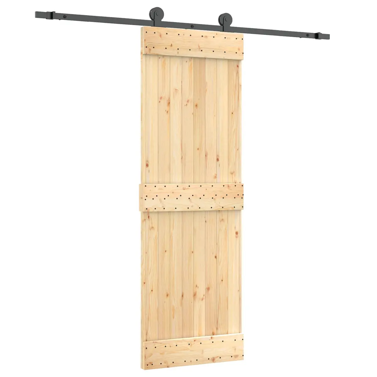 Sliding Door Solid Pine Wood Natural Brown 70x210cm Modern Room Divider