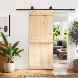 Quality Sliding Door: 85 x 210 cm Natural Pine Wood