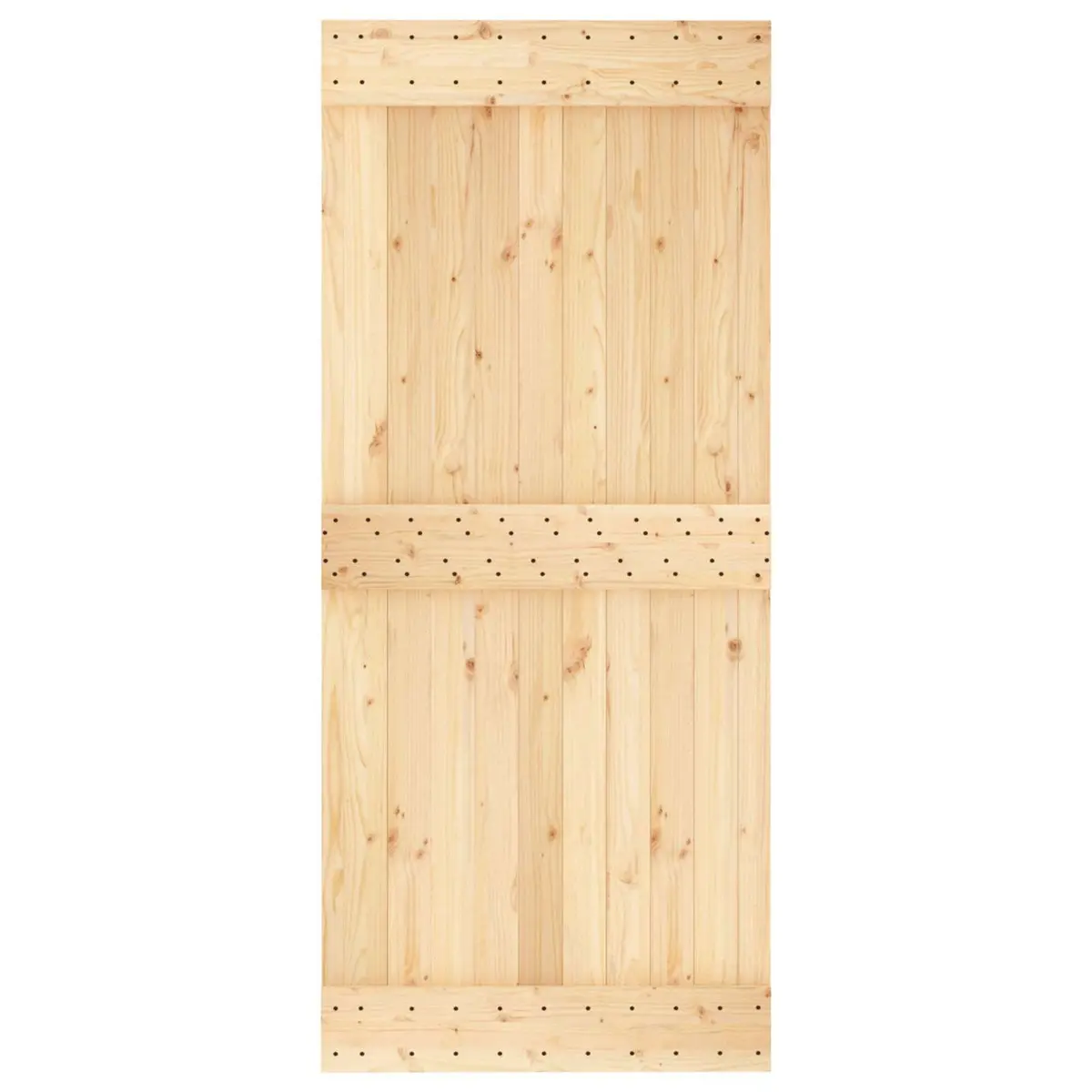Sliding Door Space-Saving 90 x 210 cm Pine Wood Natural Black
