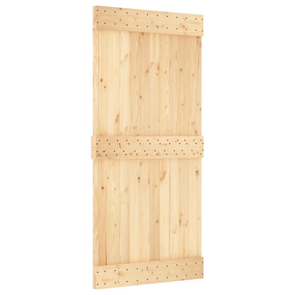Sliding Door Solid Pine Wood Modern Space-Saving 95x210cm Brown