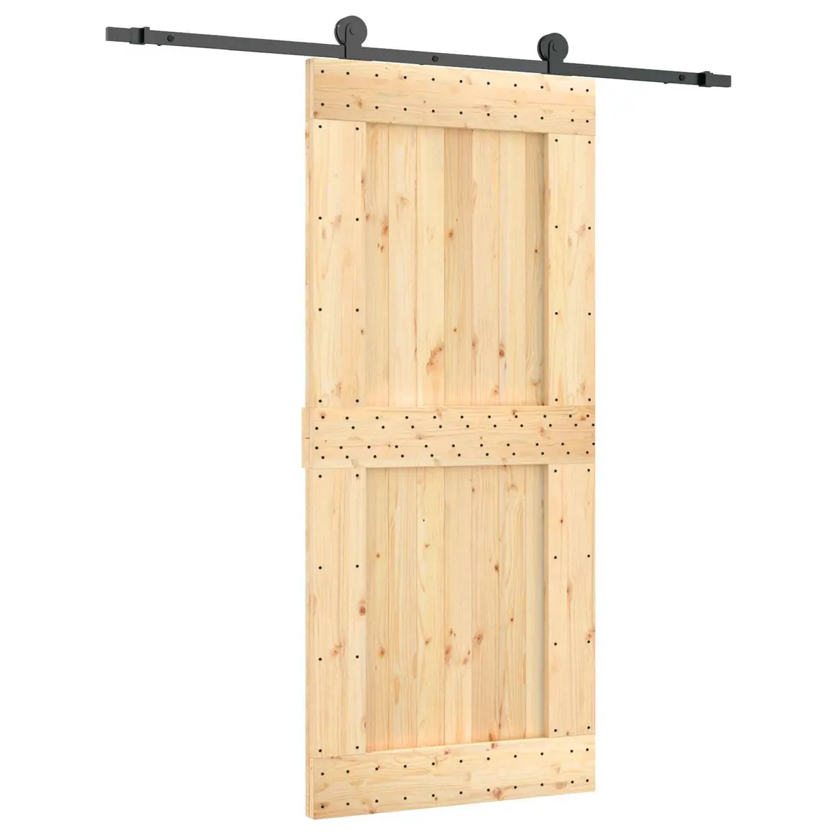 Sliding Door Natural Pine Wood Interior Room Divider 90 x 210 cm Brown