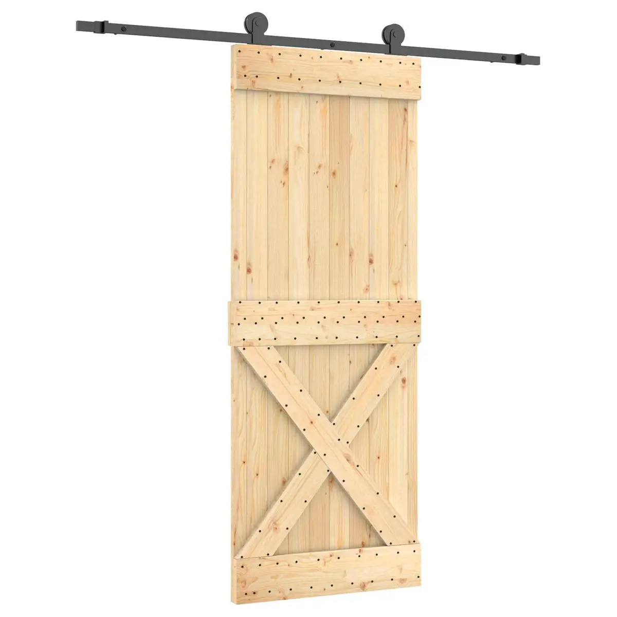 Sliding Door Solid Pine Wood Natural 80 x 210 cm Modern Interior