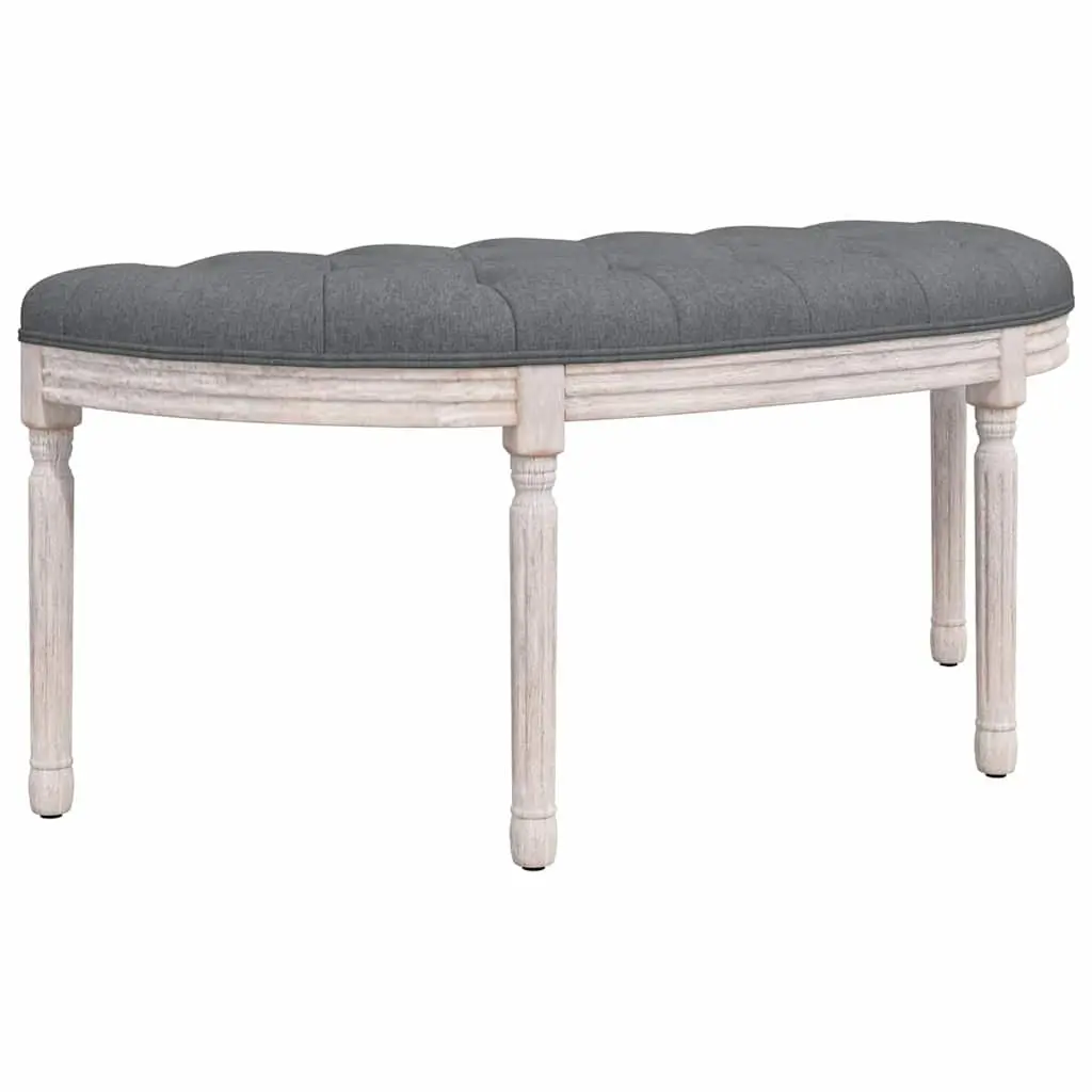 Bench Fabric Seat Grey Wooden Legs Foyer Entryway Living Room Furniture