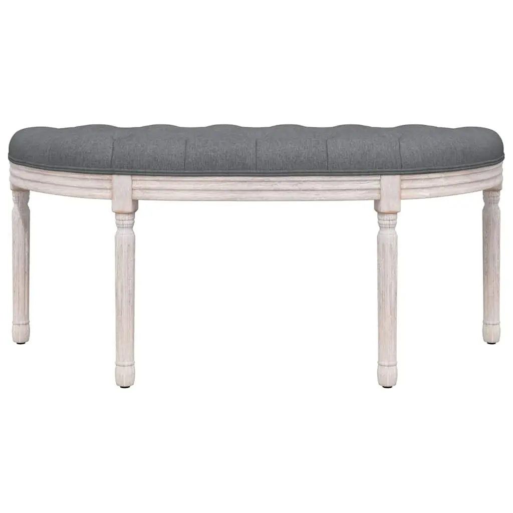 Bench Fabric Seat Grey Wooden Legs Foyer Entryway Living Room Furniture