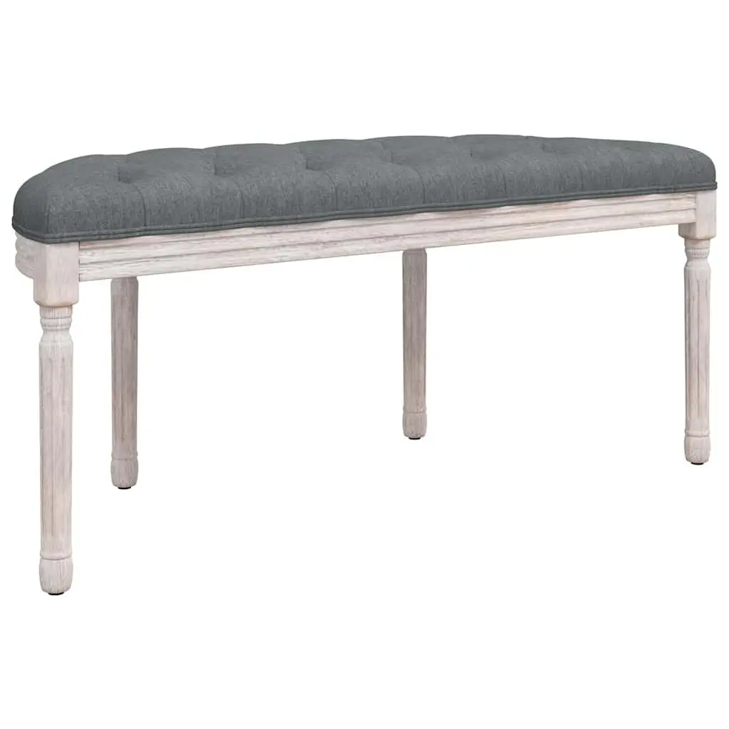 Bench Fabric Seat Grey Wooden Legs Foyer Entryway Living Room Furniture
