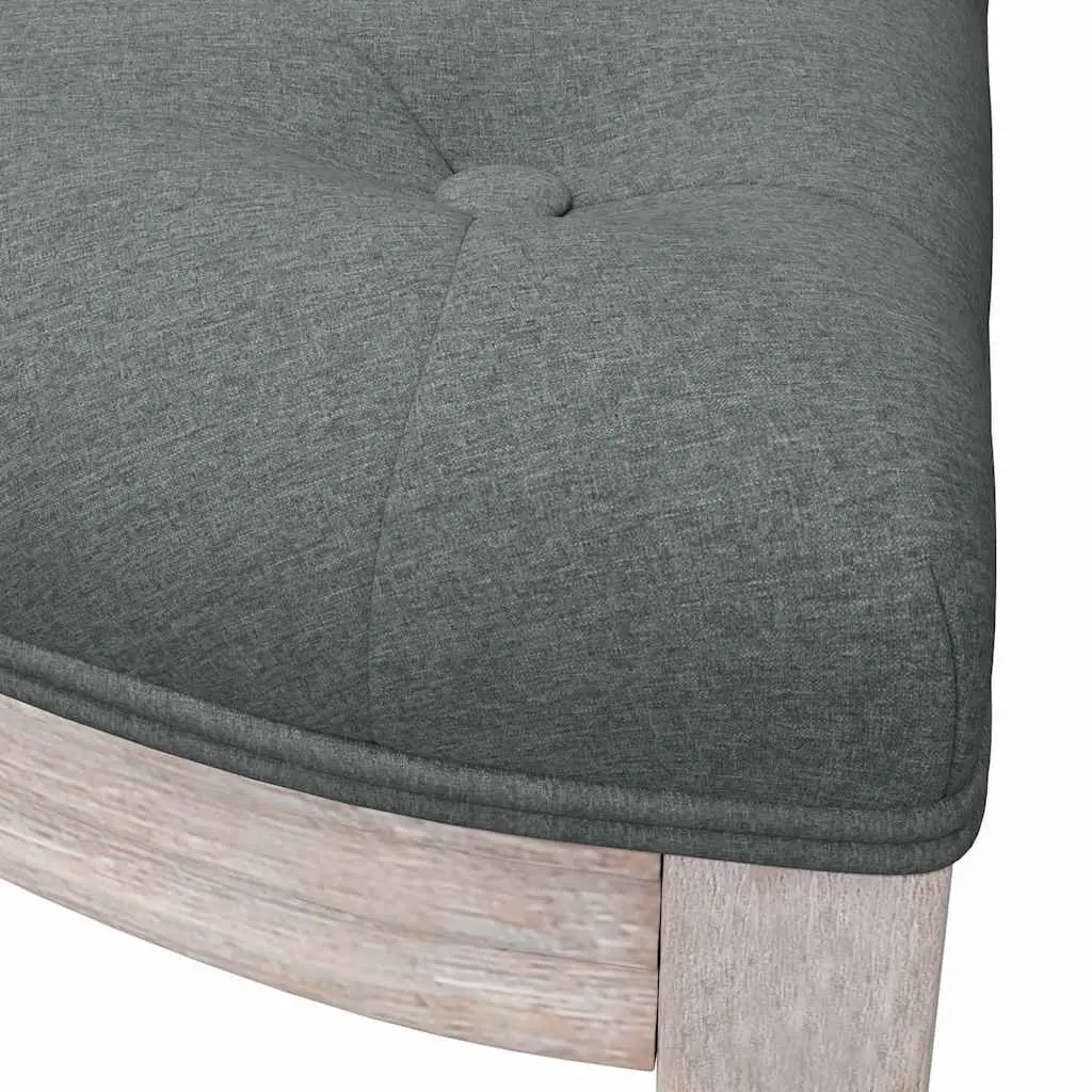Bench Fabric Seat Grey Wooden Legs Foyer Entryway Living Room Furniture