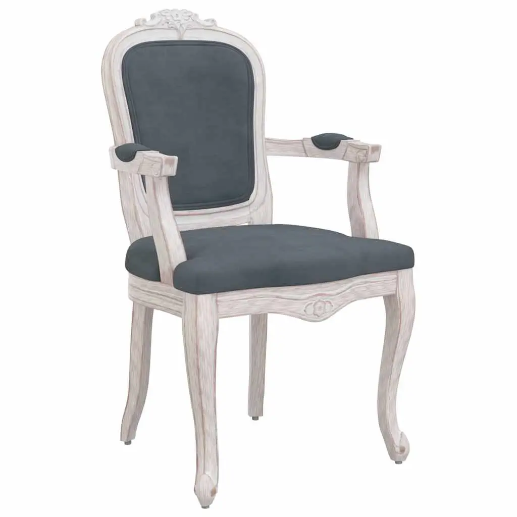 Dining Chairs Grey Velvet Kitchen Room Seating 2 Piece Wooden Legs