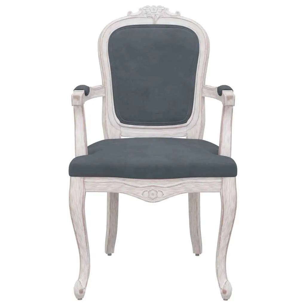 Dining Chairs Grey Velvet Kitchen Room Seating 2 Piece Wooden Legs